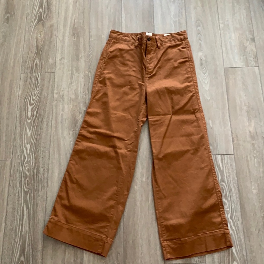 Brown HIGH WAIST WIDE LEG CROP PANT